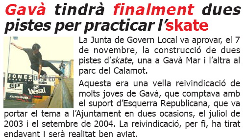 Not&iacute;cia publicada a L'ERAMPRUNY&Agrave; (N&uacute;mero 29 - novembre de 2006)